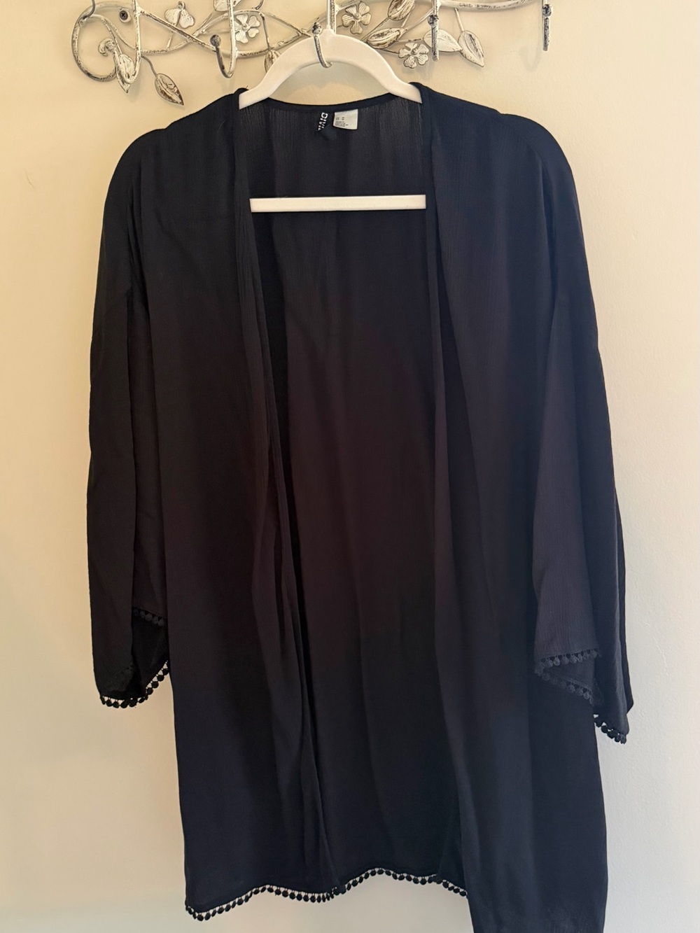 Divided Black Sheer Open Cardigan